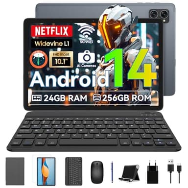 BESTTAB A20 Tablet 10 Pollici, Android 14 Tablet in Offerta, 24GB RAM + 256GB ROM (2TB TF), 5G WiFi, 1920x1200 FHD+IPS, Fotocamera 8 MP+5 MP, 5000 mAh, Tablet 2 in 1 con Tastiera,Penna,Mouse