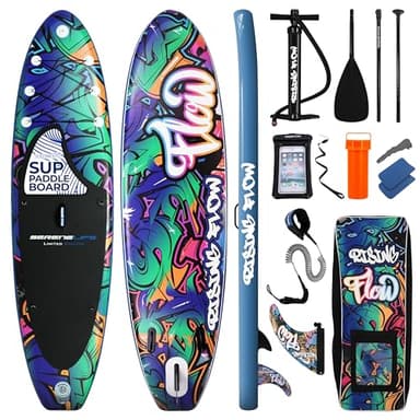 SereneLife Stand up Paddle Board Gonfiabile - Pagaia SUP Antiscivolo, Pompa, Cordino di Sicurezza e Accessori - Divertente Tavola SUP Gonfiabile per Adulti e Giovani con Ampio Design Stabile