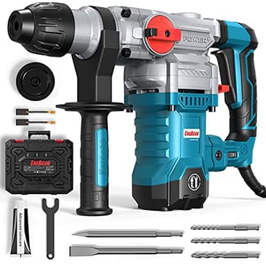 ENEACRO Martello Perforatore, 1500W Martello Demolitore 6J, SDS Plus Mandrino, 4 Funzioni, 6 Velocità Variabili 0-920giri/min, Sistema di Smorzamento Delle Vibrazioni e Frizione di Sicurezza Blu