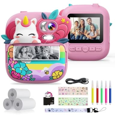 TIATUA Macchina Fotografica Bambini Istantanea, 2.4 Pollici 1080P HD Fotocamera Bambini con 32GB Scheda & Carta da Stampa, Regali per bambini dai 3 ai 12 anni