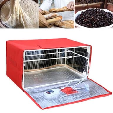 Scatola per lievitazione del pane, Nuova lievitazione elettrica, Yogurtiera con controllo della temperatura, Versatile sacchetto per lievitazione dell'impasto per fermentazione(Red,45*40*32cm)