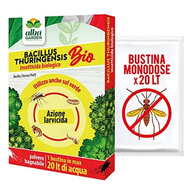 Albagarden - Insetticida Antizanzare Naturale Biologico - Bacillus Thuringiensis, Larvicida Per Disinfestazione Zanzare e Insetti. Polvere x 10 gr