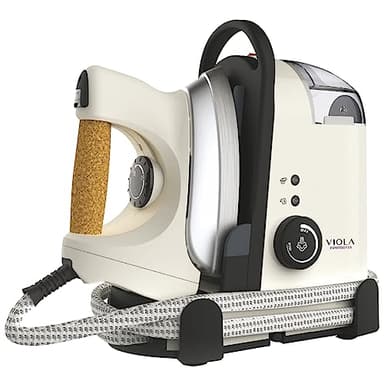 VIOLA Espresso Ferro da Stiro a Vapore con Caldaia in Acciaio da 3,5 Bar, Stira a Secco, Stiratura Verticale, Design italiano Brevettato, Ferro Professionale, Stirare Facile, Compatto, Stirella Beige