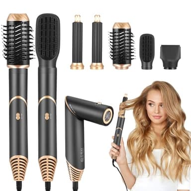 Aofesel Air Styler e Spazzola Asciugacapelli 6 En 1, Spazzola Ad Aria Calda Per Capelli, Spazzola Rotante Per Capelli, 6 Accessori, Tecnologia A Ioni