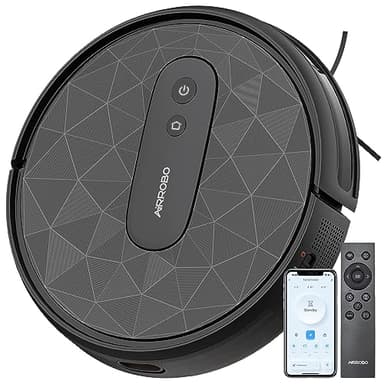AIRROBO Aspirapolvere Robot, P20 Robot Aspirapolvere Silenzioso Sottile con 2800Pa Forte Aspirazione, Controllo con APP, 120 min di Autonomia, Capacità 600 ml, Ideale per tappeti duri