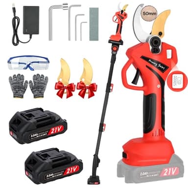 Forbici Potatura Elettriche - 50mm Cesoie Potatura Elettriche Professionali Con 2 21V/2000 mAh Batteria - Forbici a batteria da potatura per potatura per Giardinaggio Albero da Frutta Delle Viti