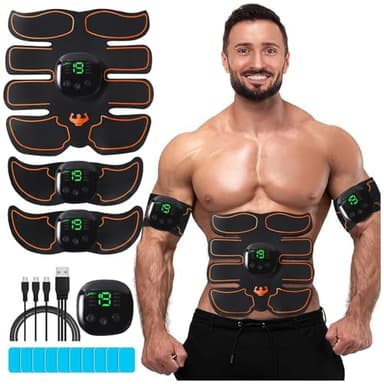 Elettrostimolatore Muscolare,Addominali Elettrostimolatore, Smart ABS Trainer, 6 modalità 9 livelli di intensità per Addome/Braccio/Gambe/Waist/Glutei