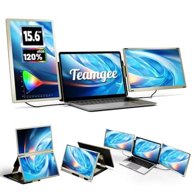 Teamgee Monitor Portatile, Schermo Portatile 15,6'' FHD 1080P Triplo Monitor per Laptop Adatto a Tutte le Dimensioni di Laptop con Ruotabile 90°-235°&Plug And Play Per Wins/Mac/Chrome