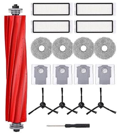 Kit di Accessori Ricambi per Roborock Q Revo,4 Spazzole Laterali, 4 Filtri, 4 Sacchetti di Raccolta Della Polvere, 4 Stracci, 1 Spazzola a Rullo
