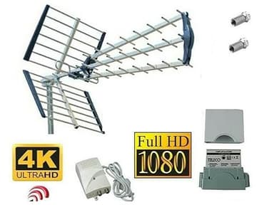 KIT ANTENNA TV DIGITALE TERRESTRE 5G COMPLETA ALIMENTATORE AMPLIFICATORE LTE 4K