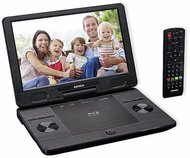 Lenco BRP-1150 Lettore DVD portatile Blu-Ray - Schermo TFT girevole da 11,5" con 1024 x 600 Pixel - Batteria integrata - con adattatore di alimentazione e auto - ingresso USB - AV-Out - HDMI - Nero