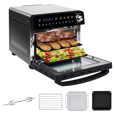 Forno Friggitrice Ad Aria Calda 14L, Emphsism Air fryer Fornetto Elettrico con 11 Programmi Preimpostati, 1800W Friggitrice ad Aria Senza Olio con Schermo, Mini Forno Inclusi Ricettario e 4 Accessori