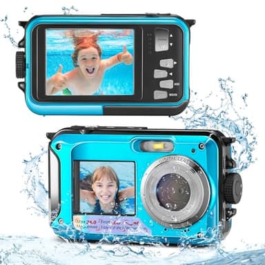 Krovtoy Fotocamere compatte Macchina fotografica digitale impermeabile, macchina fotografica digitale impermeabile Full HD 2.7K 48MP Zoom 16X Impermeabile Impermeabile Dual Kids Vibrationproof