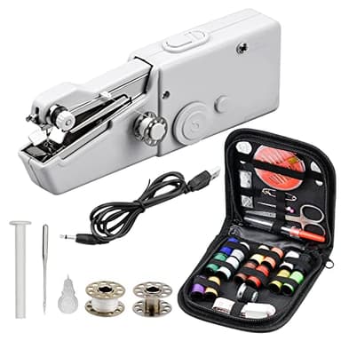 Mini Macchina Cucire Portatile Macchina da Cucire Elettrica Portatile con Accessori Cucito, Cucitrice Portatile per Tessuti, Adatta per Vestiti, Tende in Tessuto, Casa e Viaggio