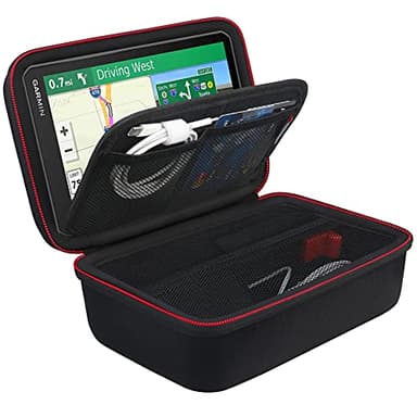 BOVKE Guscio duro per 6-7 pollici TomTom Navigatore Satellitare, Garmin Camper 780/DEZL LGV700/DRIVESMART 76/65/61 Navigatore, Spazio aggiuntivo per riporre gli accessori delle, Nero+Nero Interno
