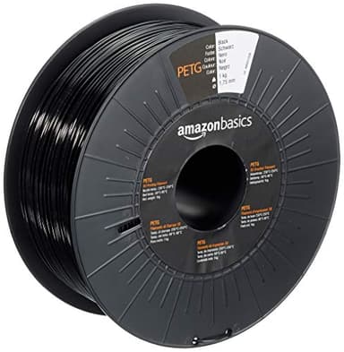 Amazon Basics Filamento per stampanti 3D, PETG, 1.75 mm, nero, 1 kg per bobina