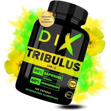 TRIBULUS TERRESTRIS ✗ Alta concentrazione 100:1 ✗ Performance sportiva ✗ 95% Saponine ✗ 60% Protodioscina ✗ Testato e Certificato ✗ Senza Micotossine ✗ Alto contenuto di Attivi ✗ Azienda Francese ✗