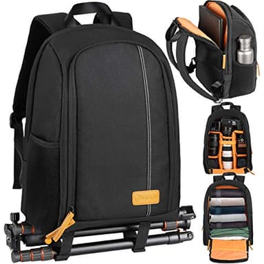 TARION TB-02 Zaino Fotografico Porta Piccolo Zaino Fotocamara Laptop Trekking Impermeabile per PC 15" Camara Reflex Obiettivo Treppiede Zaino Macchina Fotografica Compatto (nero)