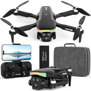 F417 GPS Drone con telecamera 4K per adulto bambini,LED RGB obiettivo elettrico regolabile 90°,GPS Drone professionale 5GHz WiFi Live video,RC FPV drone ritorno automatico,Seguimi,Borsetta,sotto 250g