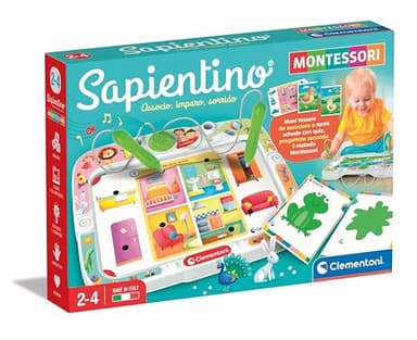 Clementoni Sapientino Montessori - Banchetto con Schede attività Educative e Penne Interattive, Gioco Educativo 3 Anni, Regalo Elettronico Interattivo, Batterie Incluse, Made in Italy, 16467