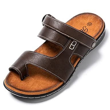 JOMIX Ciabatte Infradito Uomo Estive Cuoio Sandali Mare Uomo Sportivi Ciabatte Uomo Estivi Spiaggia Pantofole Uomo Estive Comode SU8714-7 (Marrone, 43 EU)