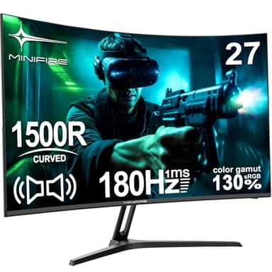 Minifire Monitor curvo da gioco 27 pollici MFG27C1 180Hz 1Ms 130% sRGB Monitor con altoparlante 1920 * 1080 Pannello VA (MFG27C1 con cavo HDMI)