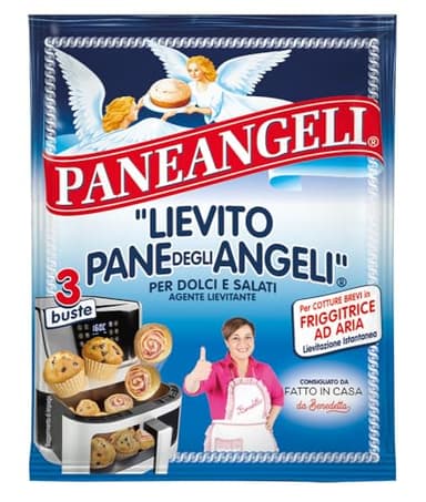 Paneangeli Lievito Pane degli Angeli per Cotture Brevi in Friggitrice ad Aria, in Collaborazione con Fatto in Casa da Benedetta, Lievitazione Istantanea, Senza Glutine e Vegano, 3 Buste, 39 g