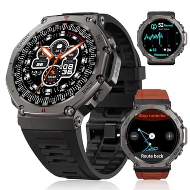 LIGE GPS Smartwatch Uomo DM3, Corpo in Acciaio Inox,5ATM Impermeabile Orologio Fitness con 70+ Modalità Sport/24H Monitoraggio,500mAh,AMOLED,Chiamate Bluetooth Orologio Militare Uomo per Android iOS