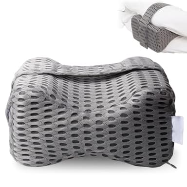 Cuscino ortopedico per gambe: cuscino traspirante per chi dorme sul fianco con cinturino fisso, cuscino per ginocchia in memory foam, cuscino ergonomico per chi dorme sul fianco