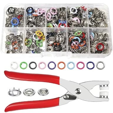 Kit Attaches Pression à œillets avec Pinces,Bottoni Automatici a Pressione Colorati con Pinze 400Kits Bottoni a Pressione Metallo,9.5mm 10 Colori,per Bambini da Vestiti Borse Fai da Te Giacche