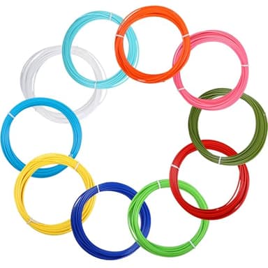 Wenrescry Filamento per penna 3D PLA 1,75 mm Ricarica - 10 colori, 5 metri ciascuno, compatibile con penna 3D e stampante, accessori per penna 3D