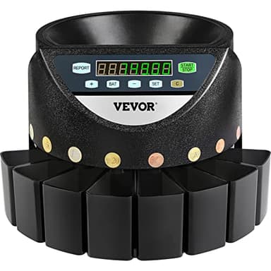 VEVOR Contamonete Professionale Euro 220V 300 Monete al Minuto Conta Monete Euro Capacità di Moneta Selezionatrice di Monete 700 Macchina Contamonete Euro con 8 Scatole di Raccolta