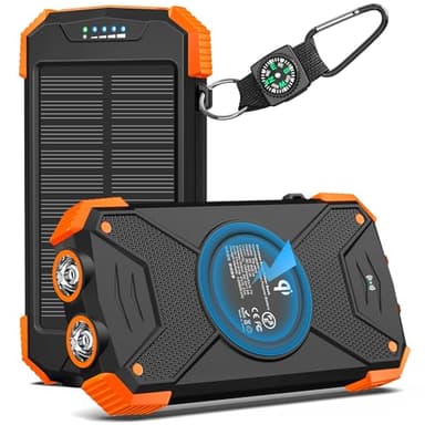 BLAVOR power bank solare 10000 mAh Qi caricatore rapido caricabatterie wireless per esterni portatile Power Bank batteria esterna con pannello solare Micro USB C ingresso per cellulare tablet torcia