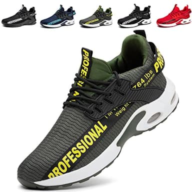 Scarpe Antinfortunistiche Antiscivolo Uomo Donna Scarpe da Lavoro con Punta in Acciaio Traspiranti Sportive Scarpe da Cantiere Estive Y92/Verde 40