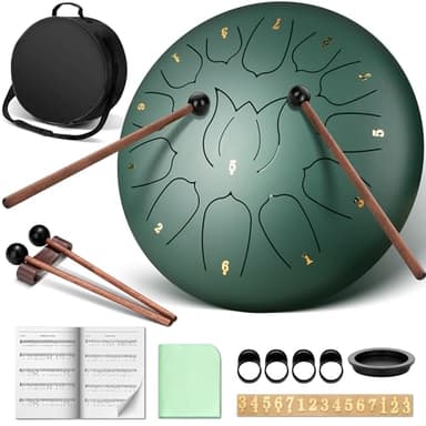 CAHAYA Steel Tongue Drum Handpan: 12 Pollici Tamburo a Lingua d'Acciaio 13 Note Steel Pan con Bacchette e Borsa per Trasporto Strumento a Percussione per Meditazione Yoga Zen Regali CY00374-1