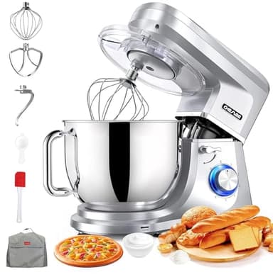 CHeflee Impastatrice Planetaria 1800W Impastatrice Professionale,7,2 L Ciotola in Acciaio inox, 6 Velocità, Ad alta potenza Multifunzione Mixer