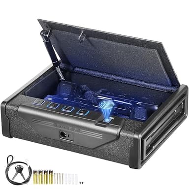 VEVOR Biometrica per 2 3 Modi di Tasti Sblocco per Impronte Digitali Combinazione per Gioielli Documenti Uso Domestico Cassaforte Pistole, Black