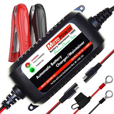 MOTOPOWER MP00206A 12V 1.5Amp Caricabatterie/Mantenitore completamente automatico per auto, moto, ATV, camper, Powersports, barche e altro. Intelligente, compatto ed ecologico