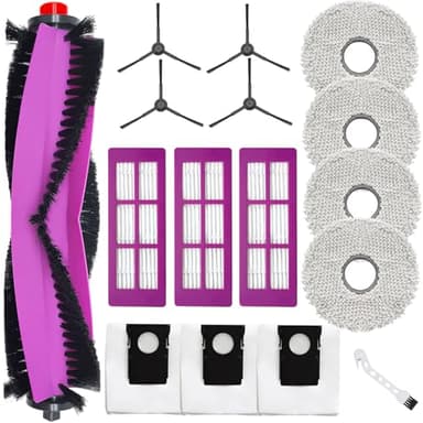DianSung Accessori per Eureka J15 Pro Ultra di ricambio aspirapolvere robot,Spazzola a Rullo + 4 Panni + 3 sacchetti + 4 spazzole laterali + 3 filtri + spazzola
