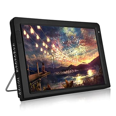 Televisore Portatile, da 12.1 Pollici Piccolo TV LED Display TV per auto Portatile 1080P HD, con 1500mA Batterie Ricaricabili e Antenna per viaggiare da letto, Cucina, Caravan, Supporto TV Analogica