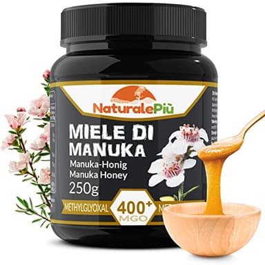 Miele di Manuka 400+ MGO da 250 gr. Prodotto in Nuova Zelanda, Attivo e Grezzo, Puro e Naturale. Metilgliossale Testato da Laboratori Accreditati