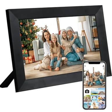 Veidoo Cornice Digitale WiFi, Schermo Touch IPS da 10 Pollici, 32 GB di Memoria, Rotazione Automatica, Musica/Video/Calendario/Orologio, Foto e Video tramite APP Frameo, Regalo per la Famiglia (Nero)