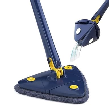 AnGLEMOP - Lavapavimenti con base girevole a 360° e manico telescopico, in microfibra per laminato, piastrelle, pavimenti in legno, parquet, marmo, pavimento, pareti | tergicristallo con funzione