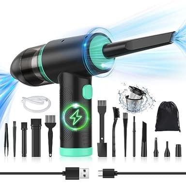 2 in 1 Aspirapolvere Per Computer e Elettrico Rimuovi Polvere,90000RPM Aria Compressa Senza Fili spray e 12Kpa Mini Aspirapolvere (3 Velocità, 7000mAh,Con Luce a LED) perTastiera,PC,Pulizia Casa,Auto