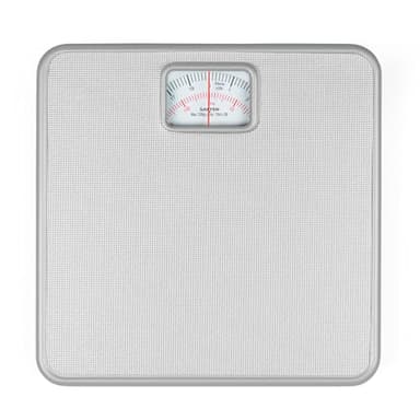 Salter 433 SVDR - Bilancia meccanica da bagno, tappetino antiscivolo, quadrante girevole di facile lettura, spaziosa, ampia superficie piedi, capacità max 120 kg, no batterie, color argento