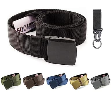 BLAINDERS Cintura portasoldi Nascosta per Viaggio, Marsupio Viaggio Antifurto per Uomo Donna Tasca Segreta per Soldi Nascondiglio. Disponibile in 6 Colori. Moschettone incluso di Regalo. (Nero)