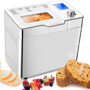 Macchina per il pane 550W, Panificatore automatico con 25 programmi, Capacità 500-1000g Argento