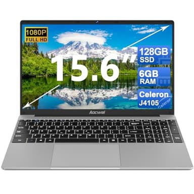AOCWEI PC Portatile Notebook 15.6 pollici 5G WiFi 128GB ROM 1TB SSD Estensioni 6GB RAM, Computer Portatile 1080FHD BT4.2 USB3.0, Laptop con Adesivi per Tastiera Italiana & Mouse Senza fili-Grigio