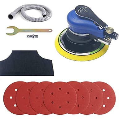Levigatrice Rotorbitale Pneumatica ORAZIO 6" 150mm Random Orbitale Aria Levigatrice a Doppia Azione con 6 Carta Vetrata e Accessori per Lucidare Levigare Auto 212525