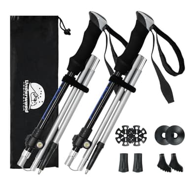 UnderwoodAggregator Bastoni da Passeggio Pieghevoli - Confezione da 2 Bastoncini da Trekking Pieghevoli per Donna e Uomo, Bastoncini da Trekking in Alluminio Leggero, Nordic Walking Regolabili